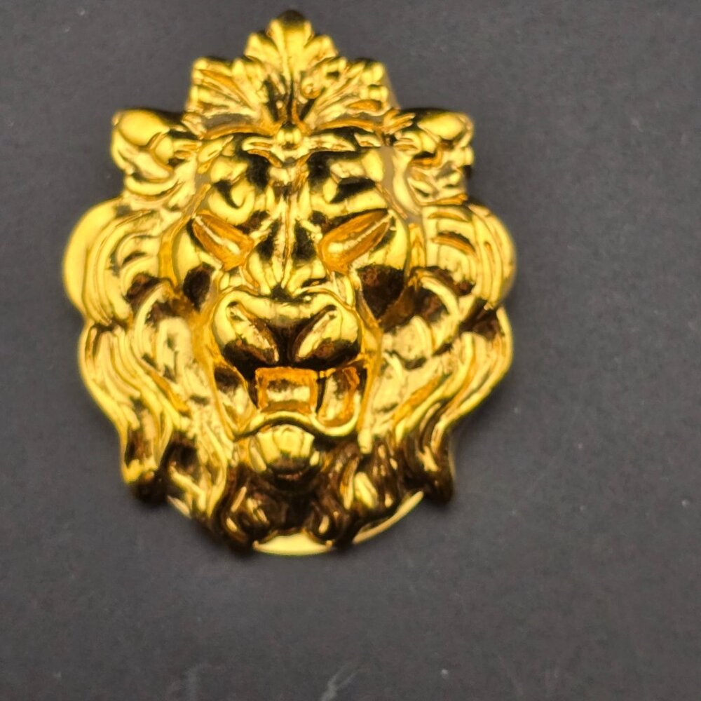 Gold-Tone Lion Head Scarf Clip Vintage Style Accessory - Picture 4 of 10